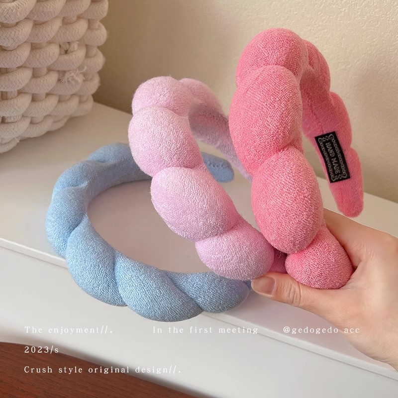 Beauty Makeup Sponge - Retro bufiasta opaska do włosów gąbkowe