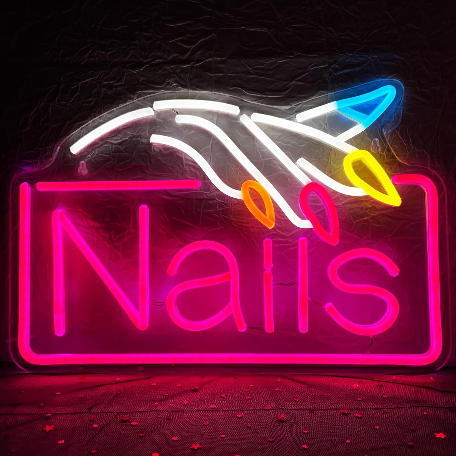 Beauty Makeup Store - Neonowy szyld z paznokciami, lampka ścienna