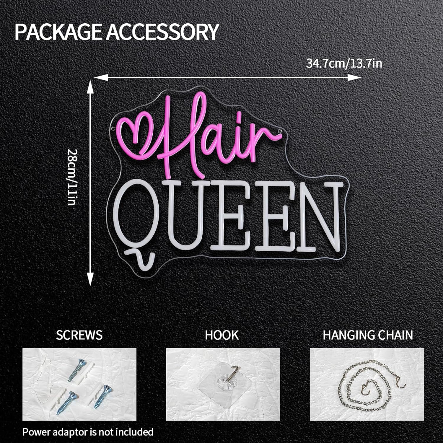 Neonowy szyld Hair Queen, zasi – Beauty Queen Makeup Studio recenzja i cena
