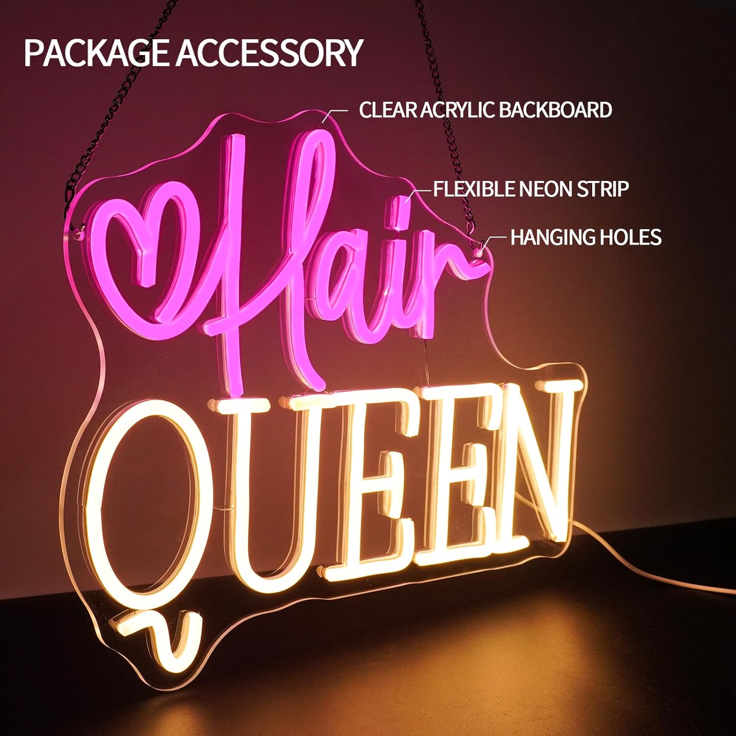 Neonowy szyld Hair Queen, zasi – Beauty Queen Makeup Studio recenzja i cena